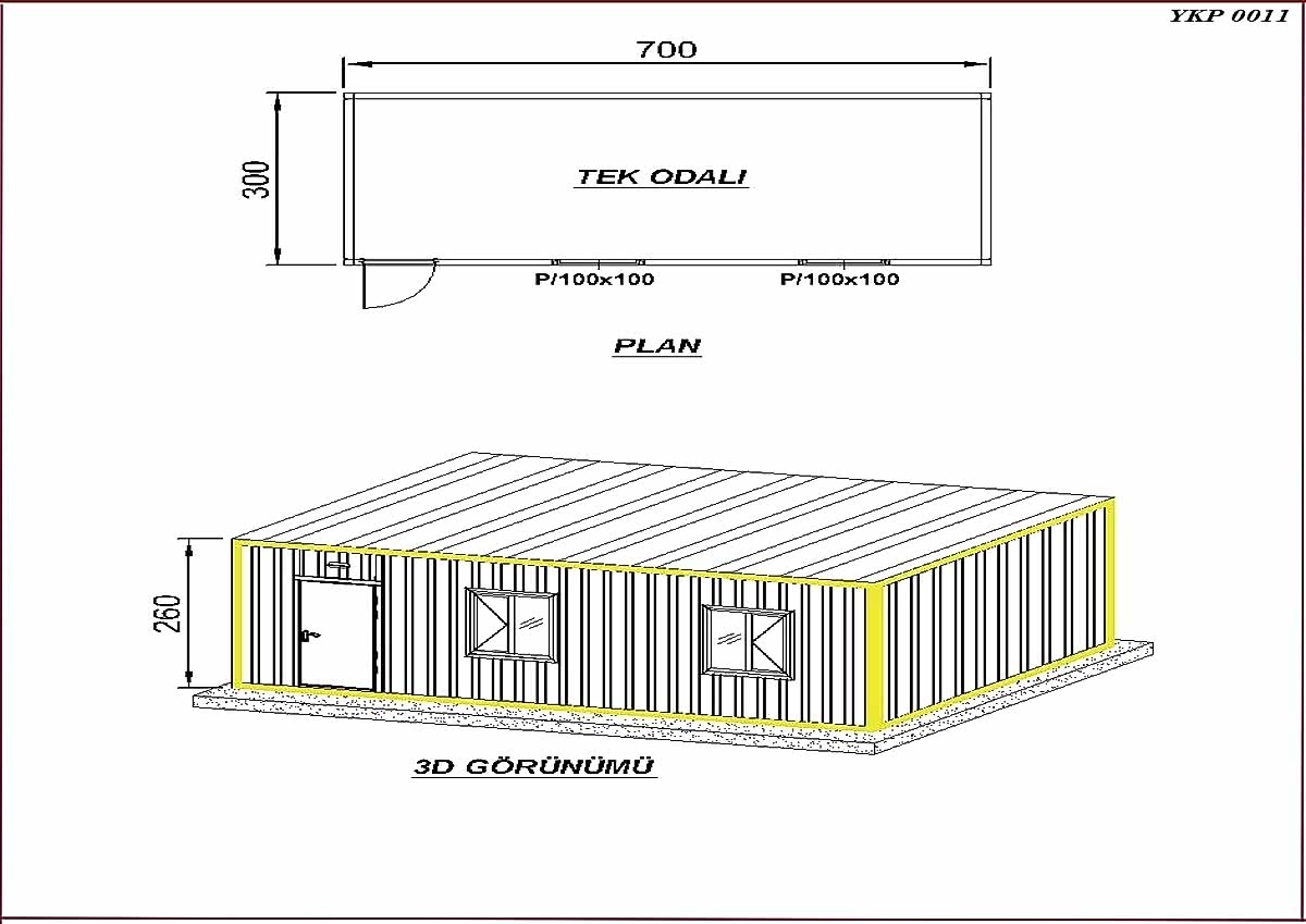 3X7 Standart Sandviç Panel Konteyner Sistemler